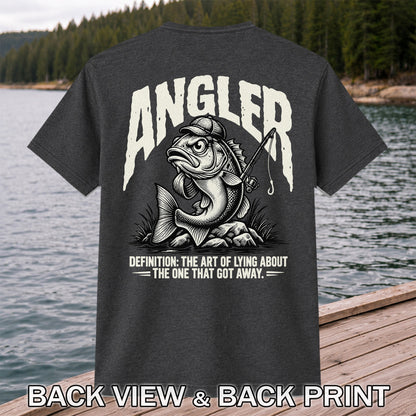 Angler Bass Fishing The One That Got Away Graphic T-Shirt | Back Print