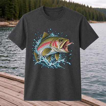 Rainbow Trout Striking a Fishing Lure Graphic T-Shirt
