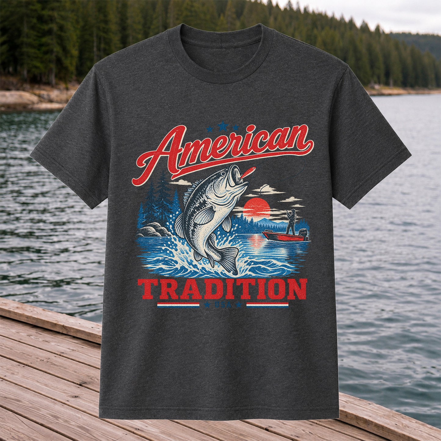 American Tradition Bass Fishing Graphic T-Shirt