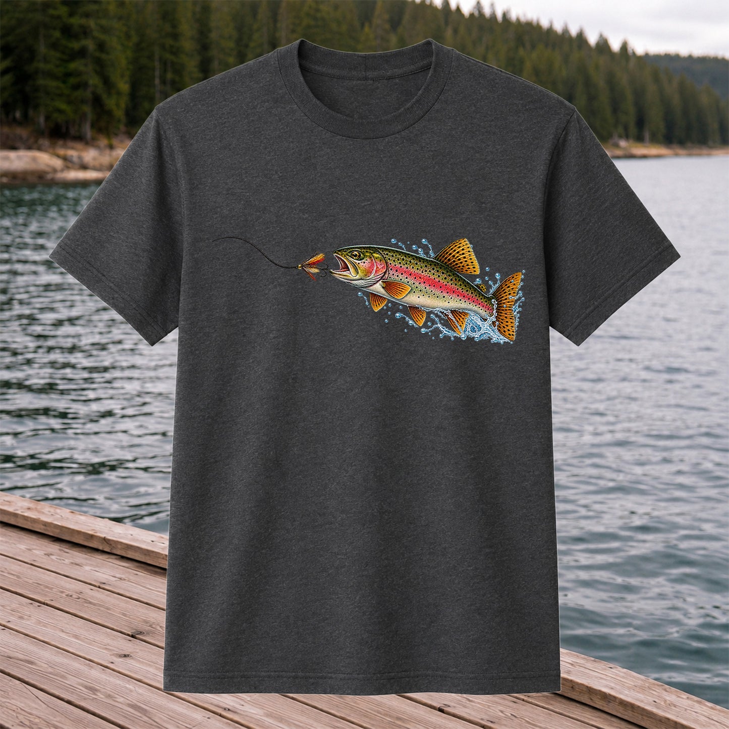 Rainbow Trout Chasing a Fly Fishing Graphic T-Shirt