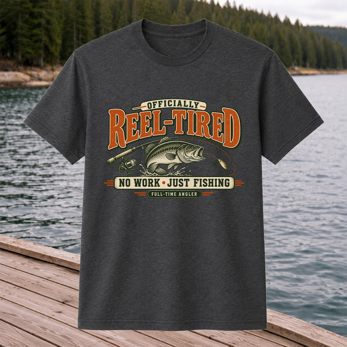 Retired Bass Fishing No Work Graphic T-Shirt
