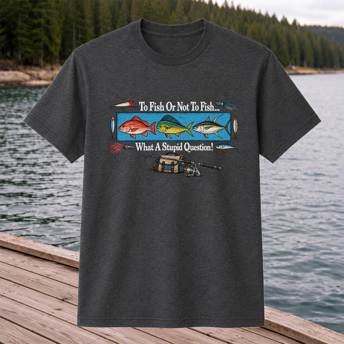 To Fish or Not to Fish... What a Stupid Question! Snapper Mahi Mahi Tuna Fishing T-Shirt