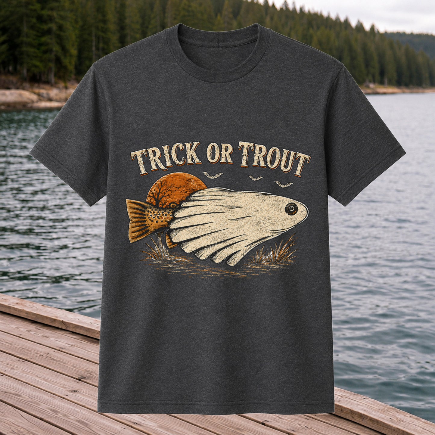 Trick or Trout Halloween Fishing T Shirt