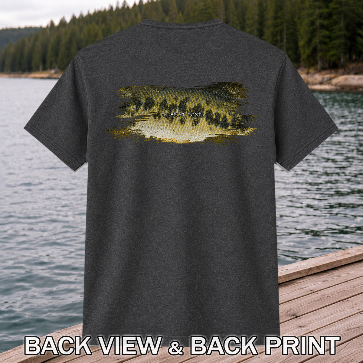 Custom Text Bass Fishing Graphic T-Shirt | Back Print