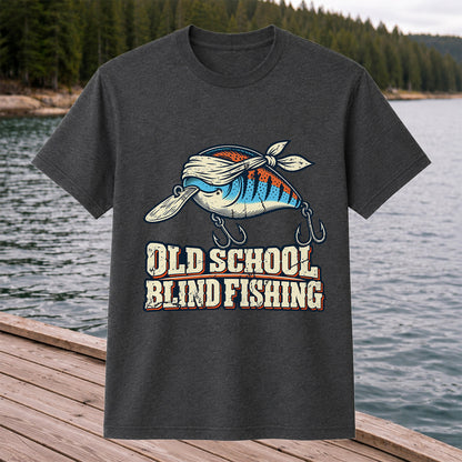 Old School Blind Fishing Blindfolded Lure Graphic T-Shirt