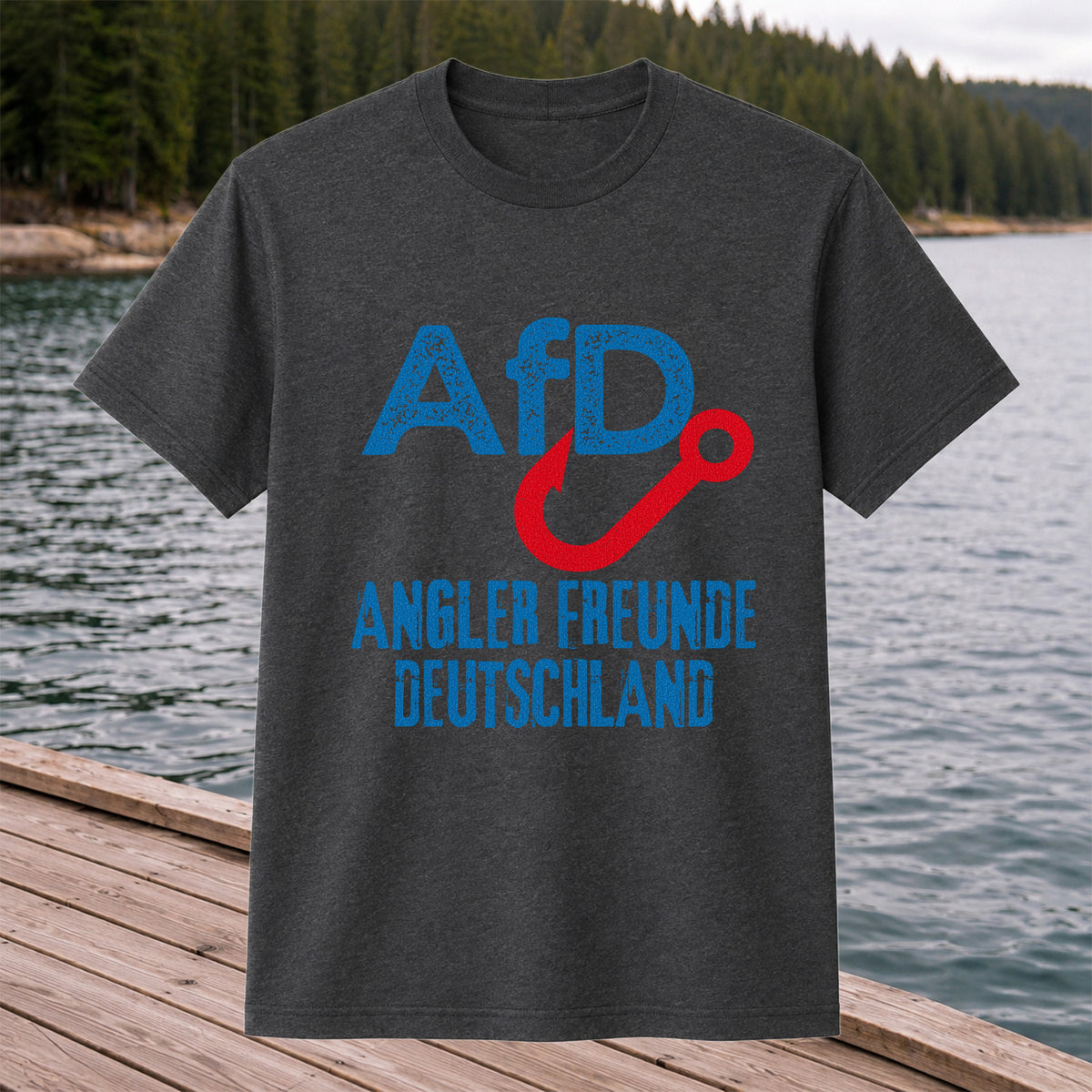 AFD Angler Freunde Deutschland Fishing Hook Graphic T-Shirt