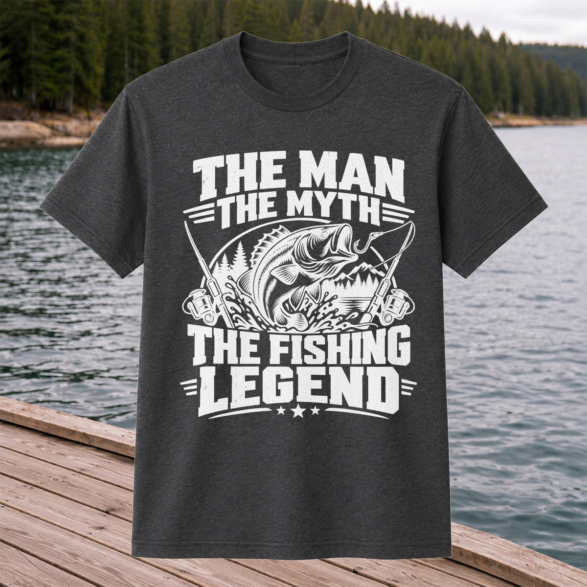 The Man The Myth The Fishing Legend Bass Graphic T-Shirt