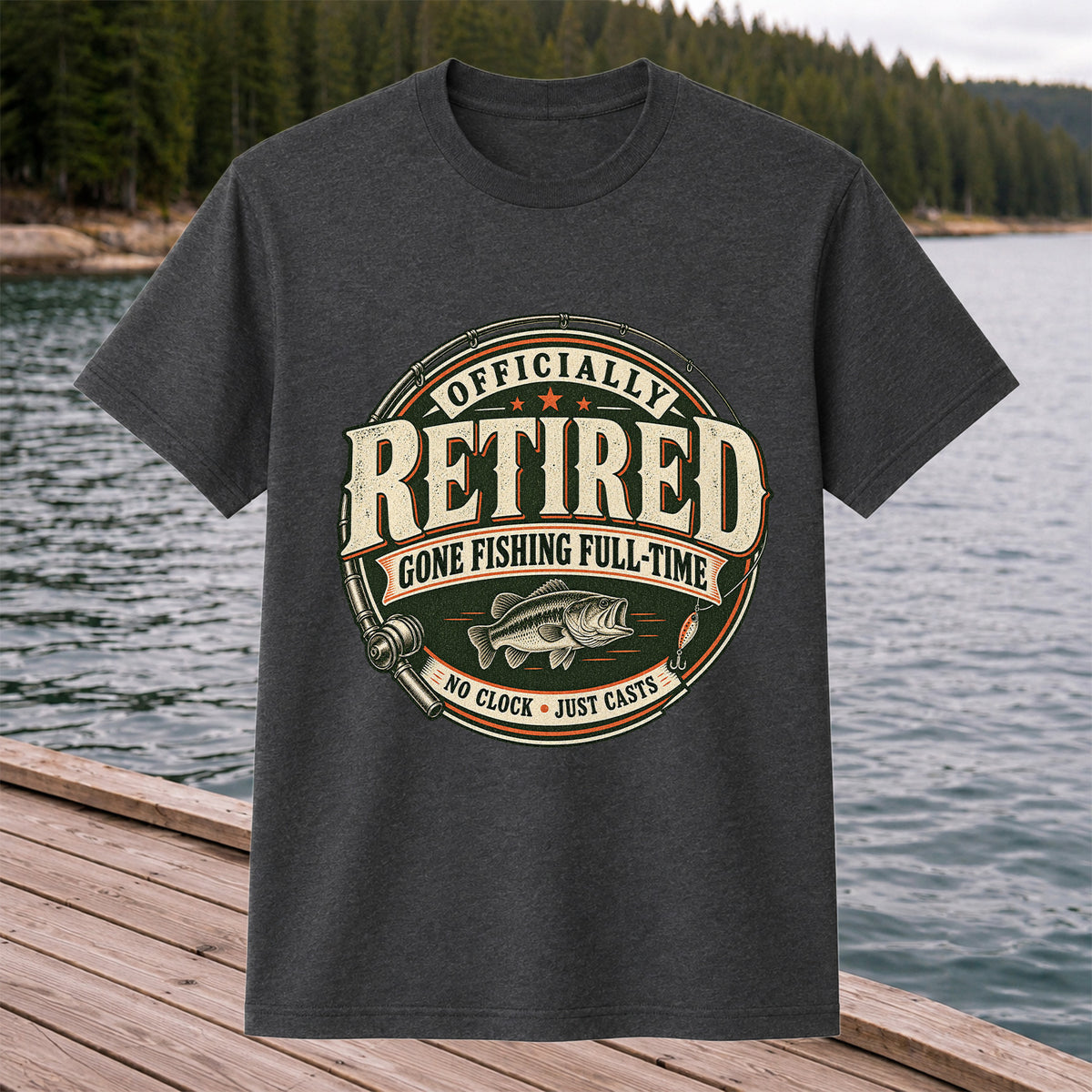 Officially Retired Gone Fishing Full-Time Bass Fishing T-Shirt