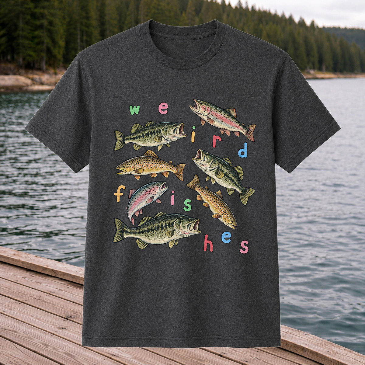 Weird Fishes Bass and Trout Fishing Graphic T-Shirt