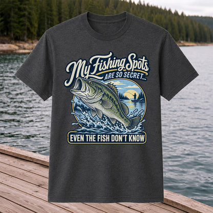 Secret Fishing Spots Largemouth Bass Graphic T-Shirt
