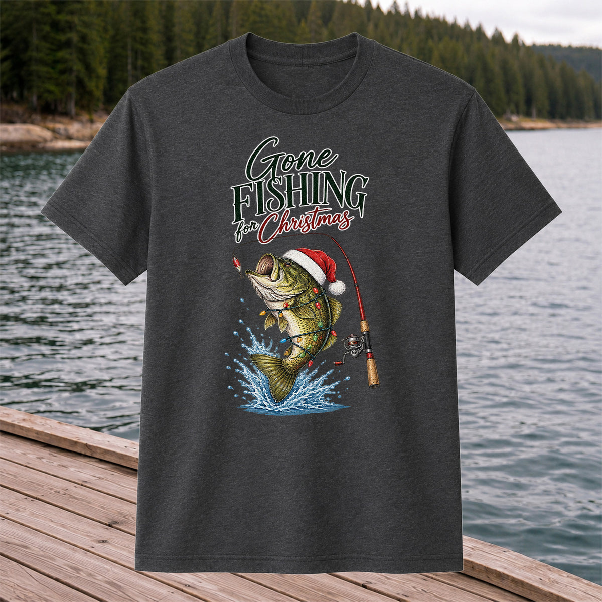Gone Fishing for Christmas Bass Fishing Graphic T-Shirt