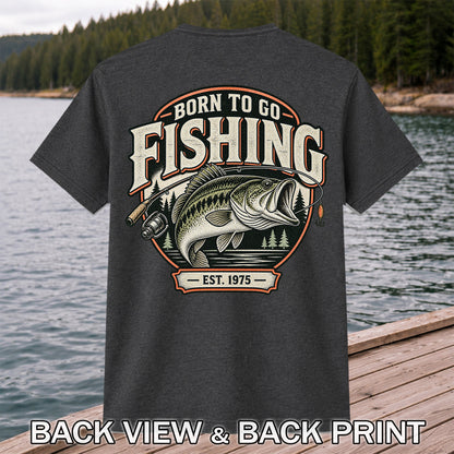 Born to Go Fishing Est. 1975 Vintage Bass Graphic T-Shirt | Back Print
