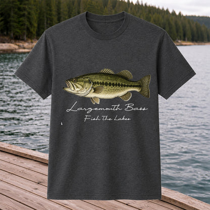 Largemouth Bass Fishing T-Shirt Fish The Lakes Vintage Bass Angler Tee