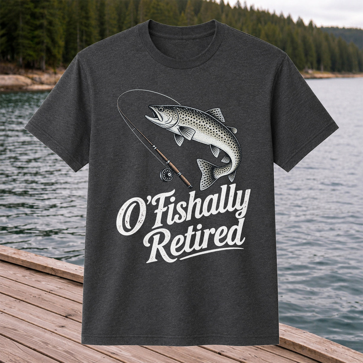 Retired Trout Fishing Rod Graphic T-Shirt