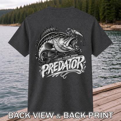 Predator Bass Fishing Design Largemouth Bass Graphic T-Shirt | Back Print