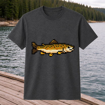 Pixel Art Trout Fishing T-Shirt Retro Fishing Tee