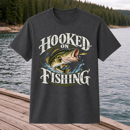 Hooked on Fishing Largemouth Bass Graphic T-Shirt