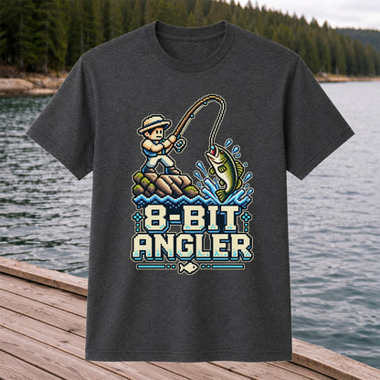 8-Bit Angler Pixel Art Bass Fishing Graphic T-Shirt