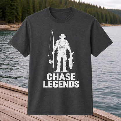 Chase Legends Fly Fishing Angler Silhouette Graphic T-Shirt