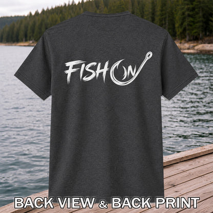Fish On Fishing Hook Graphic T-Shirt | Back Print