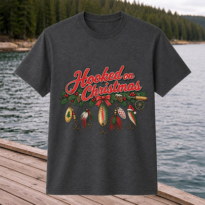 Hooked on Christmas Fishing Lure Ornaments Graphic T-Shirt