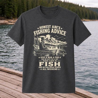 Honest Abe's Fishing Advice Funny Lincoln in a Boat T-Shirt