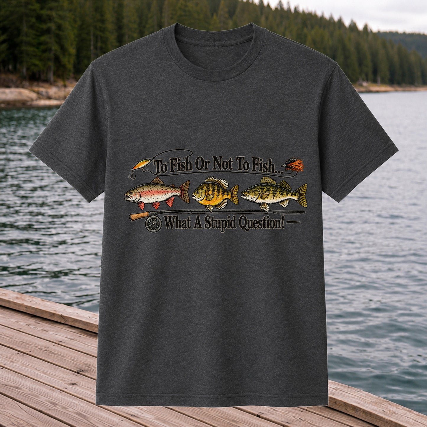 To Fish or Not to Fish What a Stupid Question Trout and Bass Fishing T-Shirt
