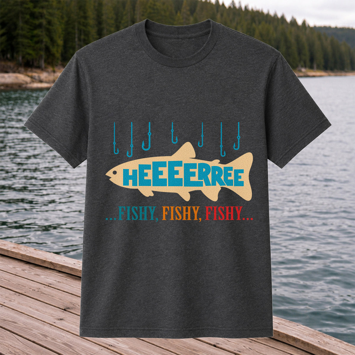 Heeeerrree Fishy Fishy Fishy Funny Fishing T-Shirt