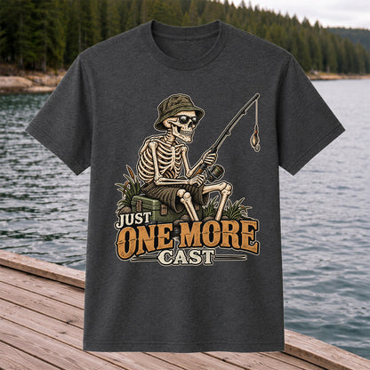 Just One More Cast Skeleton Angler Funny Fishing T-Shirt