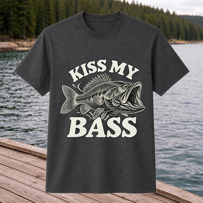 Kiss My Bass Vintage Fish Funny Fishing T-Shirt