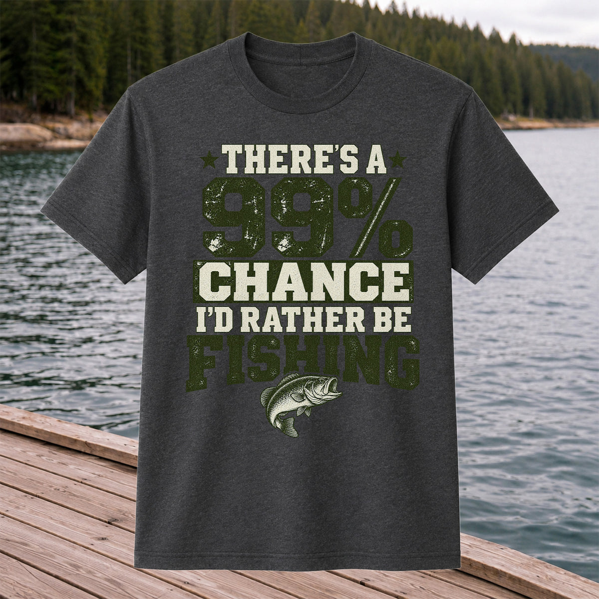 Ninety Nine Percent Fishing Graphic T-Shirt