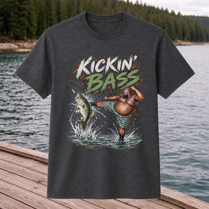 Kickin' Bass Funny Bass Fishing Graphic T-Shirt