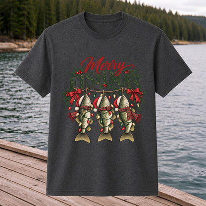 Merry Fishmas Christmas Trout Fishing Graphic T-Shirt