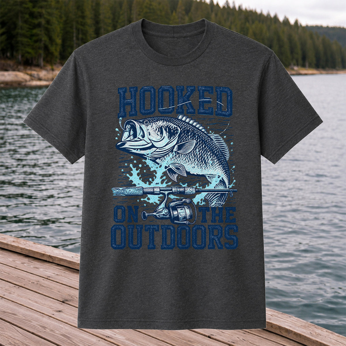 Hooked on the Outdoors Bass Fishing Graphic T-Shirt