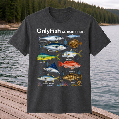 OnlyFish Saltwater Fish Identification T-Shirt
