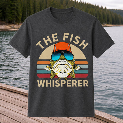 The Fish Whisperer Bass in Sunglasses Funny Fishing T-Shirt