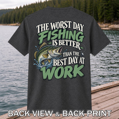 Largemouth Bass Fishing Humor Graphic T-Shirt | Back Print