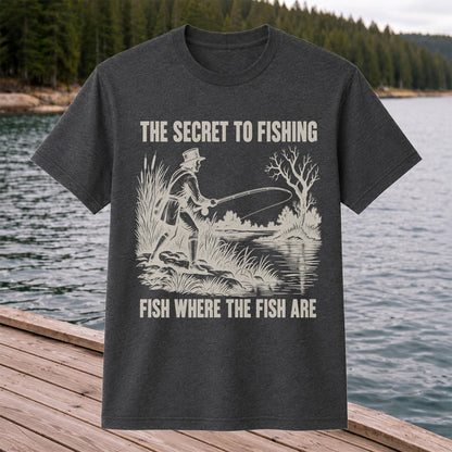 The Secret to Fishing Fish Where the Fish Are Graphic T-Shirt