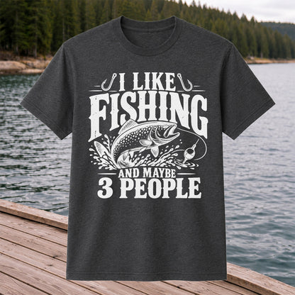 Funny Trout Fishing Three People Graphic T-Shirt