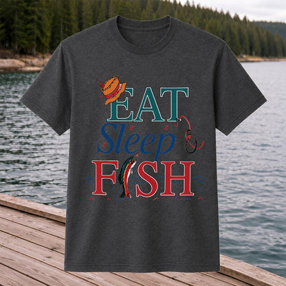Eat Sleep Fish T-Shirt Trout Fishing Vintage Angler Tee