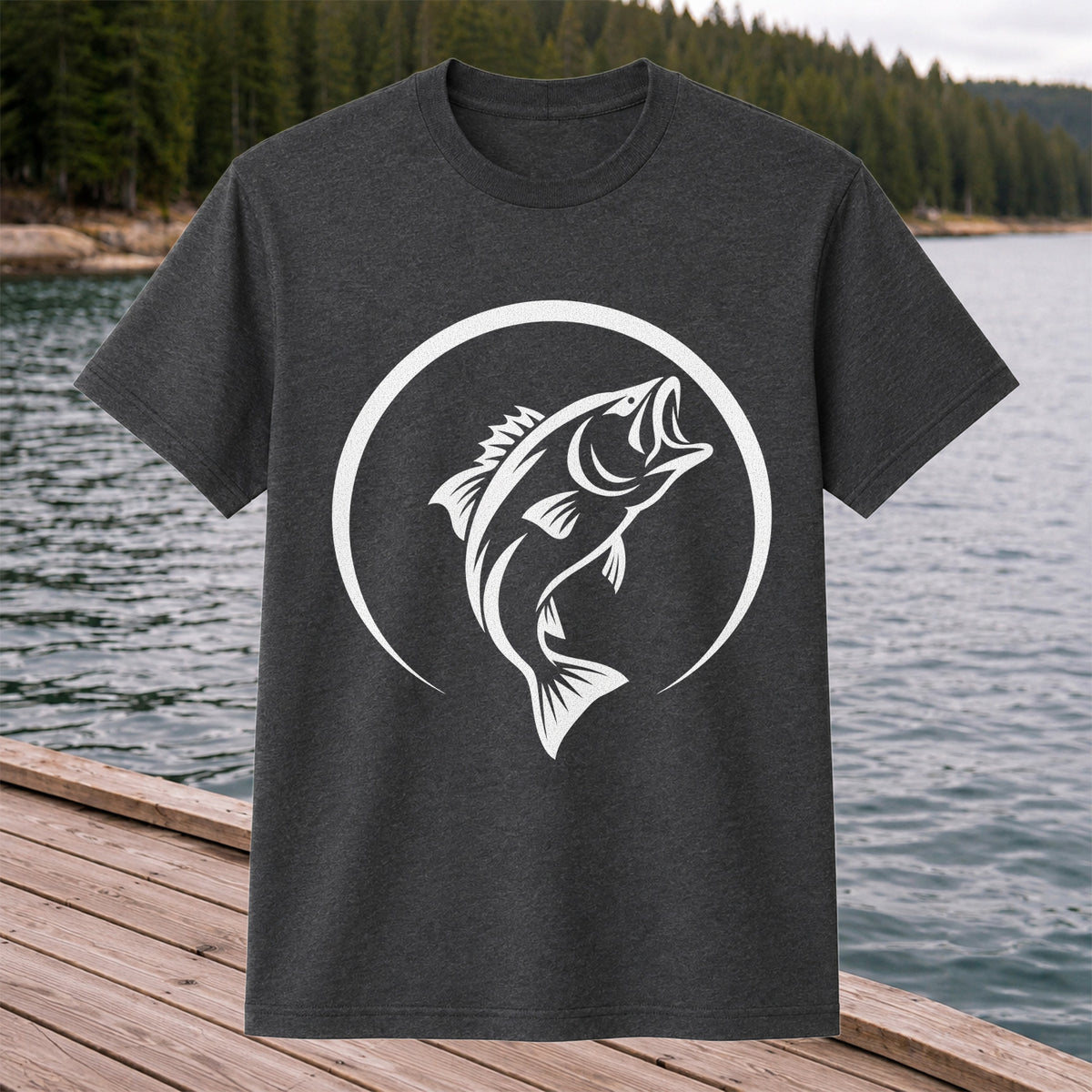 Minimalist Jumping Bass Fishing Silhouette T-Shirt