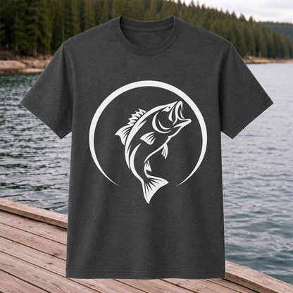 Minimalist Jumping Bass Fishing Silhouette T-Shirt