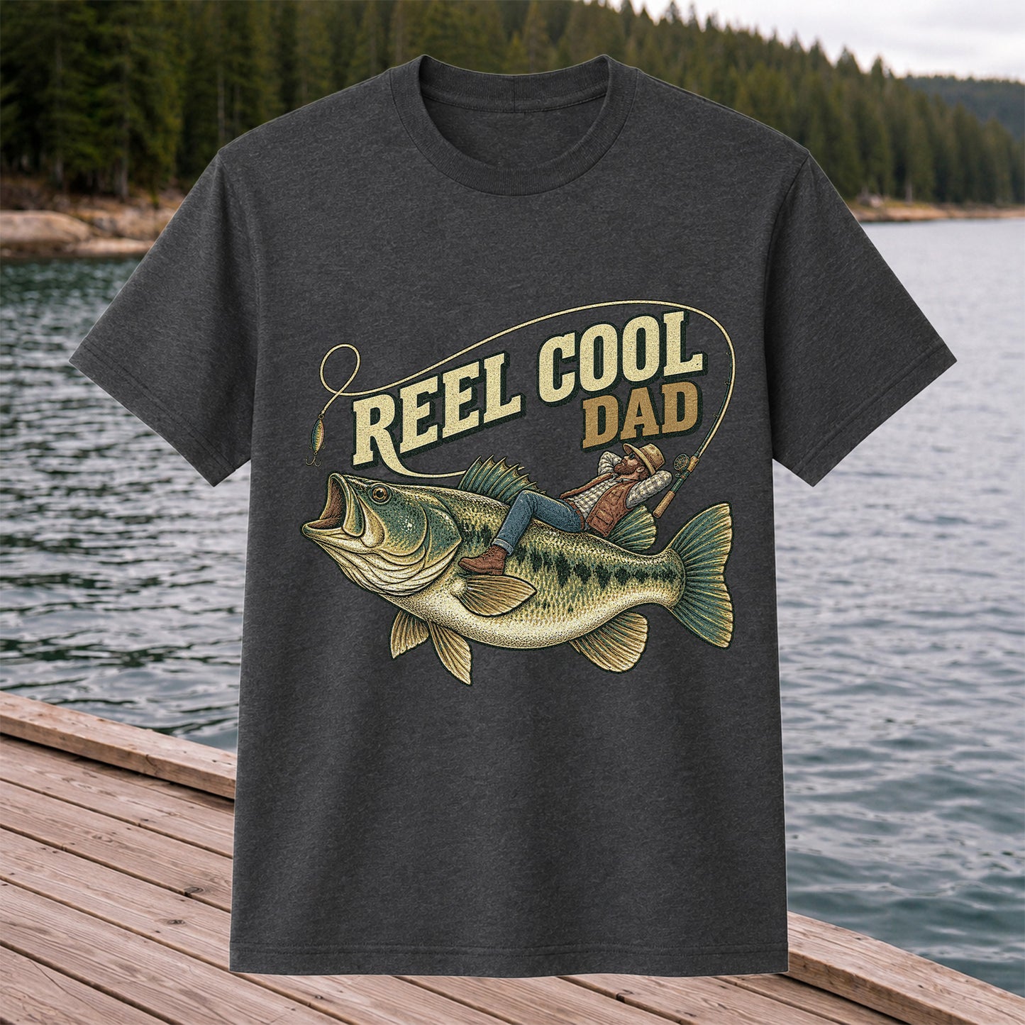 Reel Cool Dad Bass Fishing Father's Day T-Shirt