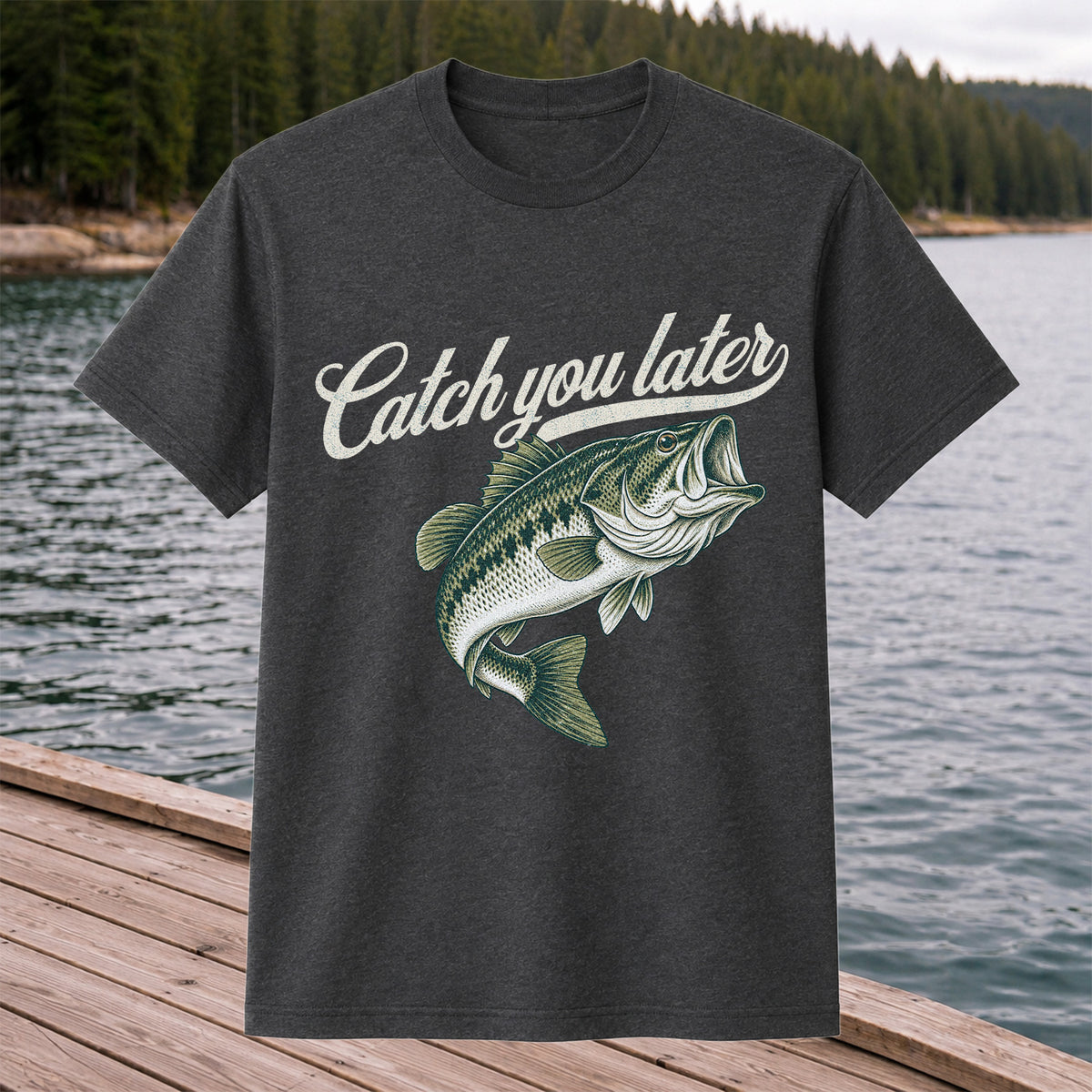 Catch You Later Largemouth Bass Funny Fishing Graphic T-Shirt