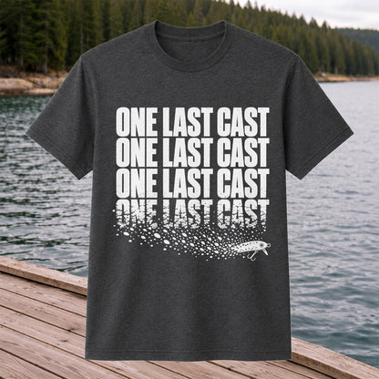 One Last Cast Repeating Fishing Lure Graphic T-Shirt