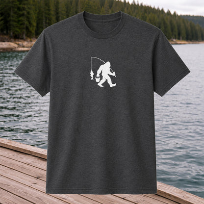 Fishing Silhouette with Catch and Bucket Graphic T-Shirt