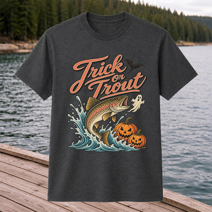 Trick or Trout Halloween Trout Fishing Graphic T-Shirt