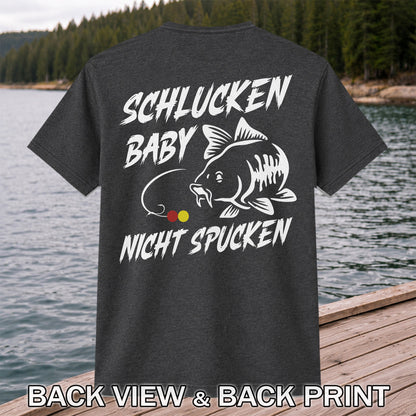 Schlucken Baby Nicht Spucken Funny Bass Fishing T-Shirt | Back Print
