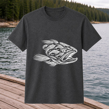 Fly Fishing Fish Design Graphic T-Shirt