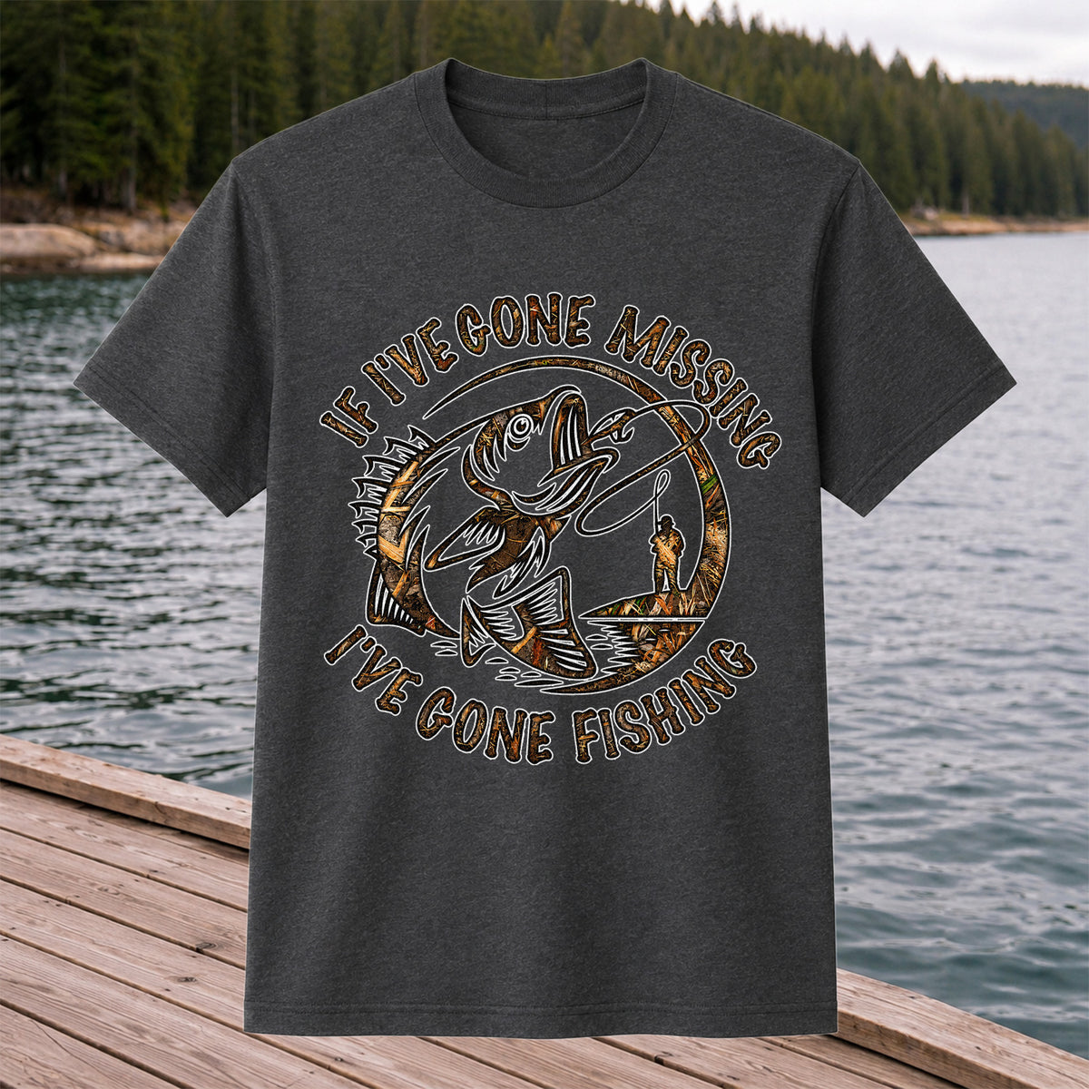 If I've Gone Missing I've Gone Fishing Bass Graphic T-Shirt